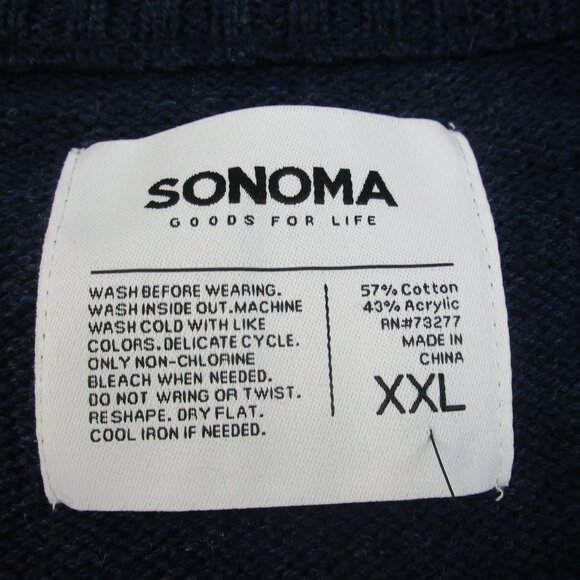 Sonoma Goods for Life Supersoft Sweater Men 2XL Blue Knit Ribbed Hem Quarter Zip - Picture 5 of 11